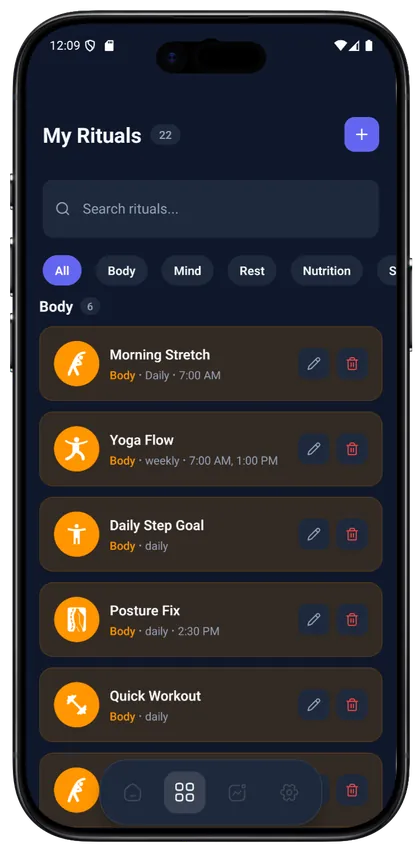 Rituels quotidiens personnalisés Wellness Core
