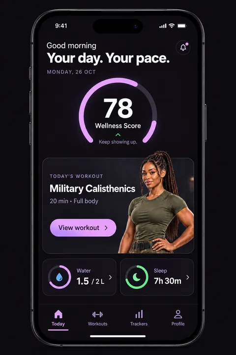 Wellness Core dashboard design preview