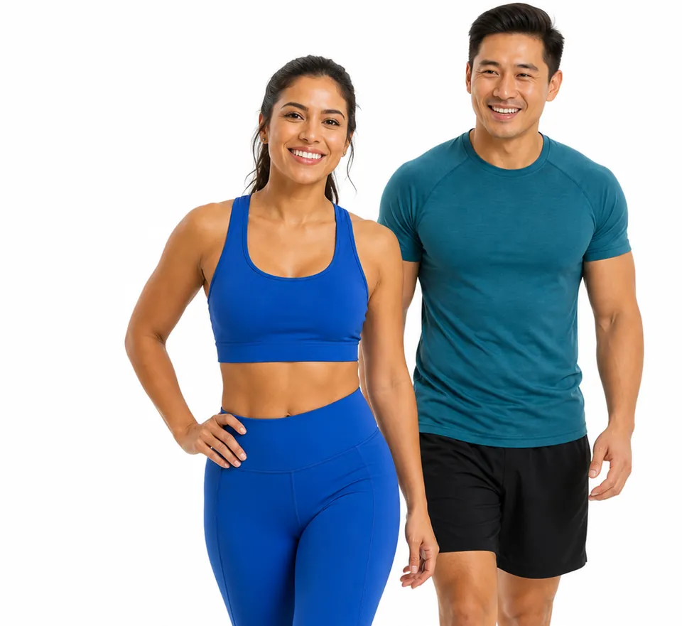 A man and woman in activewear for Fit Reset